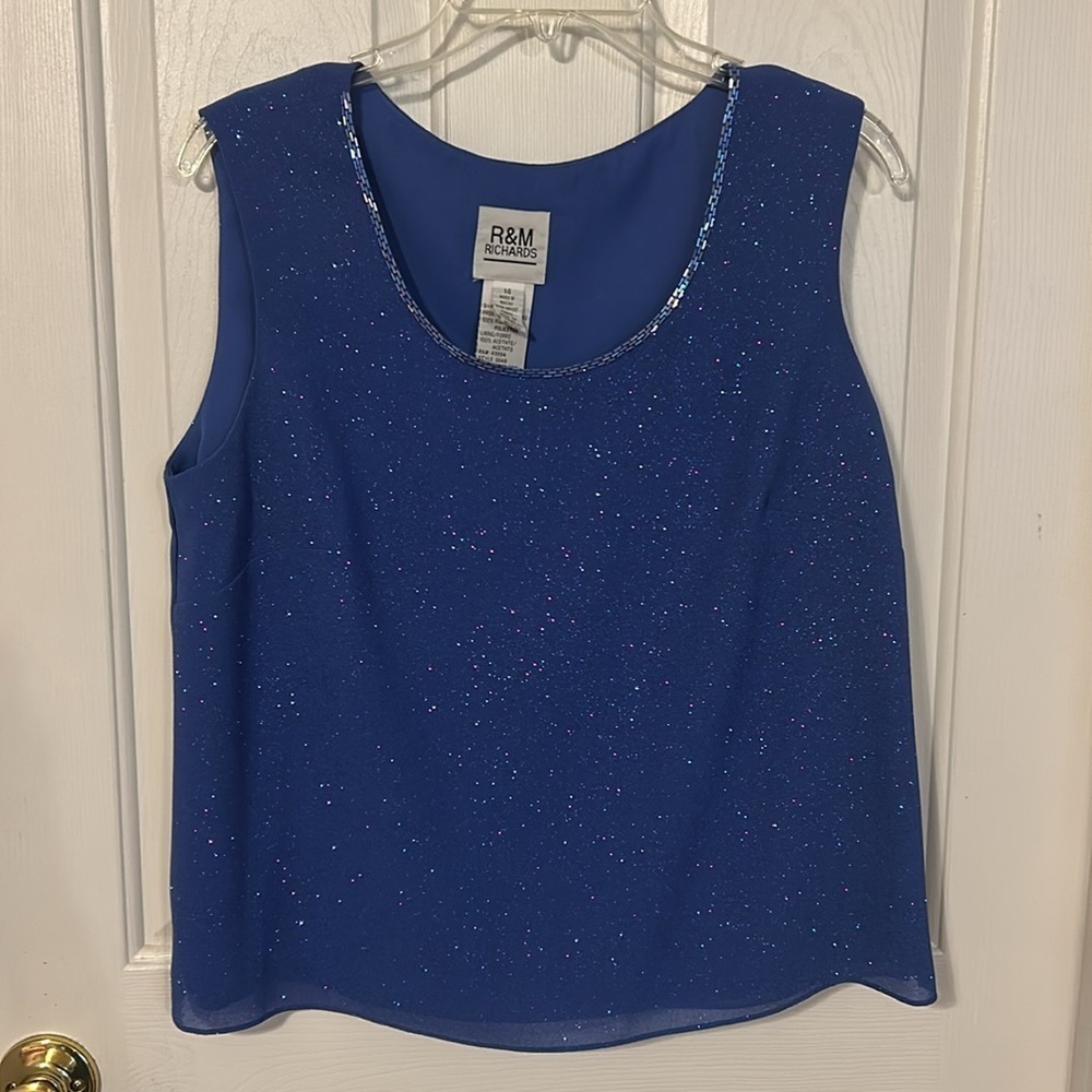 R & M Richards vintage Blue Sequin Jacket and Top Set. NWT. Size14. - Picture 8 of 17